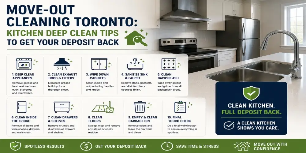 Move-out kitchen deep cleaning in a Toronto apartment to prepare for inspection