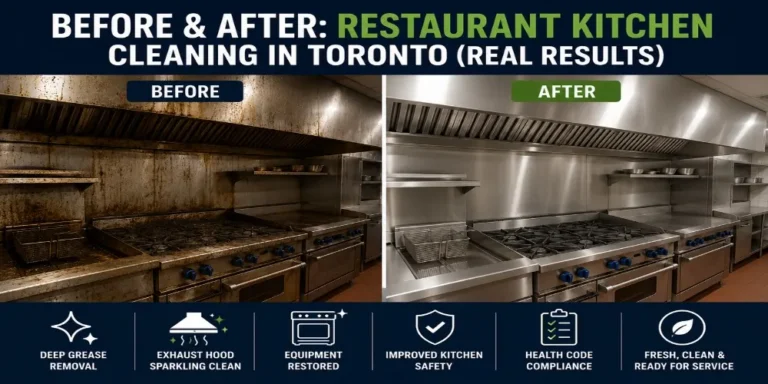 Before and after residential kitchen cleaning results in a Toronto home
